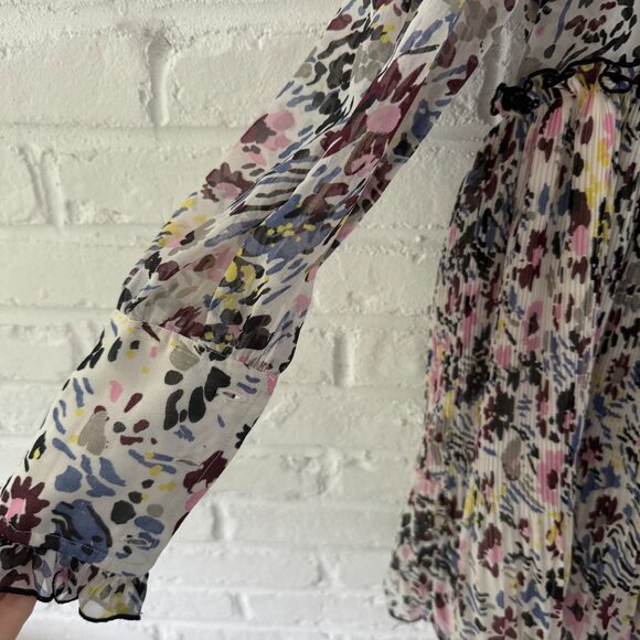 GANNI Egrite Floral Pleated Georgette Dress SMALL - Picture 4 of 5